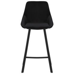 Nemo Commercial Grade Velvet Fabric High Back Kitchen Stool, Black