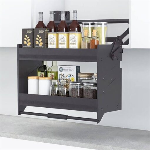 Nero Flexi Height Pull Down 2-Tier Wall Cabinet Unit - for a 900mm Cupboard