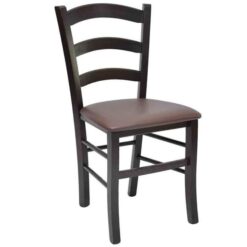 Nevio Italian Made Commercial Grade European Beech Timber Chair with Brown Cushion Seat, Wenge