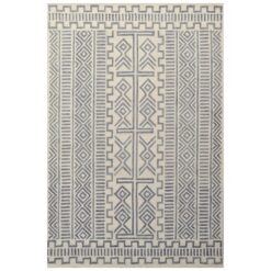 Nile No.6214 Designer Wool Rug, 280x190cm, Ivory / Grey