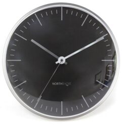 Northshore Dome Round Wall Clock, 30cm, Black / Silver