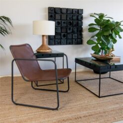 Norway Leather & Metal Occasional Armchair