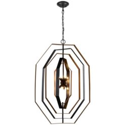 Orbita Metal Hexagonal Pendant Light, Large, Bronze