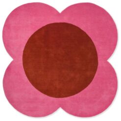 Orla Kiely Flower Spot Hand Tufted Designer Wool Round Rug, 150cm, Pink / Red