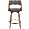 Oslo Swivel Counter Stool, Black / Walnut with Black Footrest