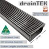 Outdoor Heavy Vehicle Rated Drainage Channel - Tray and Grate - Wedge Wire / Heel Guard Style - 120mm Wide