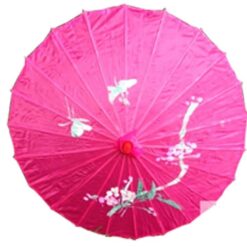 PARASOL UMBRELLA Chinese Japanese Bamboo Flower Pattern Fabric 80cm Diameter - Hot Pink