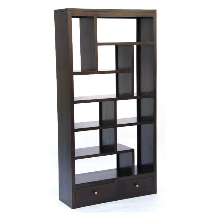 Pagama Mahogany Timber Display Shelf / Room Divider with Drawers, Chocolate Pagama Mahogany Timber Display Shelf / Room Divider with Drawers, Chocolate