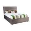 Panelled horizontal custom upholstered bed with choice of standard base