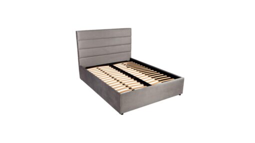 Panelled horizontal custom upholstered bed with choice of storage base