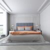 Panelled vertical custom upholstered bed with choice of standard base