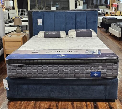 Panelled vertical custom upholstered bed with divan t4 base - discounted display model