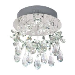 Paradis Crystal Droplet Flush Mount Ceiling Light, 3 Light