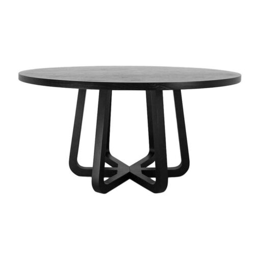 Pariroa Wooden Round Dining Table, 150cm, Black