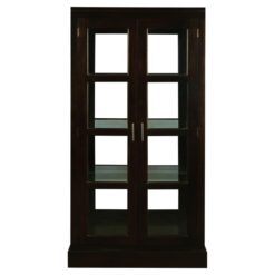 Paris Mahogany Timber Mirrored Back Display Cabinet, Chocolate