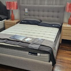 Paris ii custom upholstered bed with floating base - discounted display model