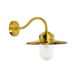 Payong IP44 Metal & Glass Exterior Wall Light, Brass