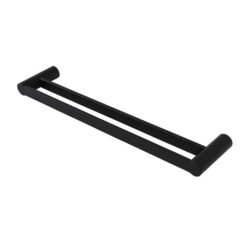 Pearl Stainless Steel Double Towel Rail - Matte Black - 620mm/750mm/900mm