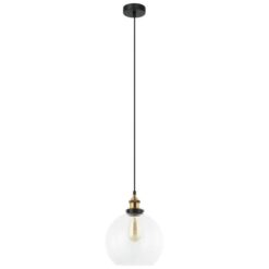 Pesini Glass Pendant Light, Antique Brass / Clear