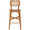 Phoenix Commercial Grade Ash Wood & Rattan Bar Stool, Timber Seat, Light Oak