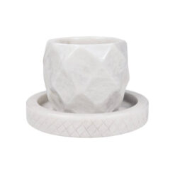 Pineaura Marble Planter with Saucer, Small, White