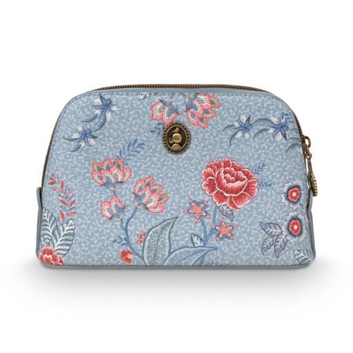 Pip Studio Flower Festival PU Leather Small Triangle Cosmetic Bag, Light Blue