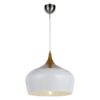 Polk Metal Pendant Light, Medium, Whtie / Oak