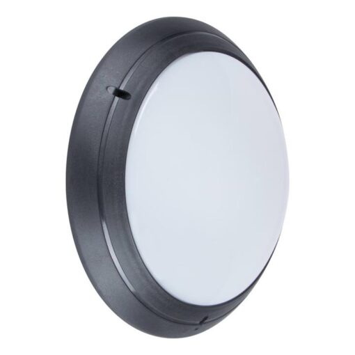 Polyring IP65 Italian Made Exterior Bunker Wall Light, Plain, Round, Black