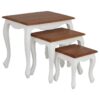 Queen Ann Mahogany Timber 3 Piece Nested Table Set, Caramel / White Queen Ann Mahogany Timber 3 Piece Nested Table Set, Caramel / White