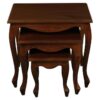 Queen Ann Mahogany Timber 3 Piece Nested Table Set, Mahogany