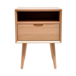 Resvol Wooden Square Bedside Table, Oak