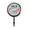 Retro Tin Bottole Cap Wall Hook, Cold Drinks Here