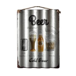 Retro Tin Corrugated Wall Plaque, Cold Beer