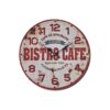 Retro Tin Round Wall Clock, 42cm, Bistro Cafe