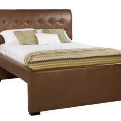 Rome custom upholstered bed frame genuine leather discounted display model