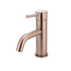 Round Basin Mixer Curved Spout - Single Lever - Champagne