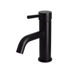 Round Basin Mixer Curved Spout - Single Lever - Matte Black