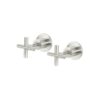 Round Brass Cross Handle Shower Wall Taps - PVD Brushed Nickel