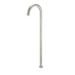 Round Brass Floor Standing Bath Spout - PVD Brushed Nickel