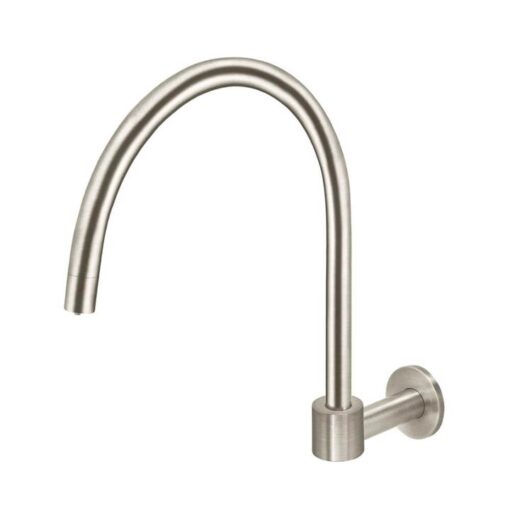 Round Brass High Rise Swivel Spout - PVD Brushed Nickel