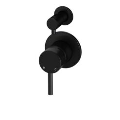 Round Brass Shower/Bath Mixer Diverter - Matte Black