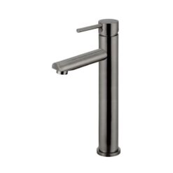 Round Brass Tall Mixer Straight Spout - Single Lever - PVD Shadow