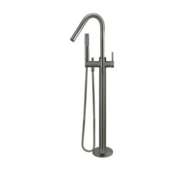 Round Floor Standing Bath Mixer and Hand Shower - PVD Shadow