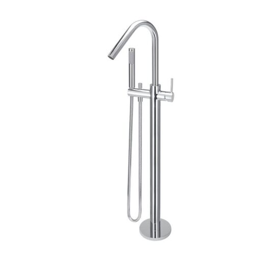 Round Floor Standing Bath Mixer and Hand Shower - Polished Chrome