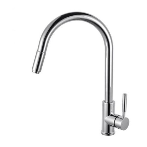 Round Pull Out Standard Kitchen Mixer Tap - Chrome
