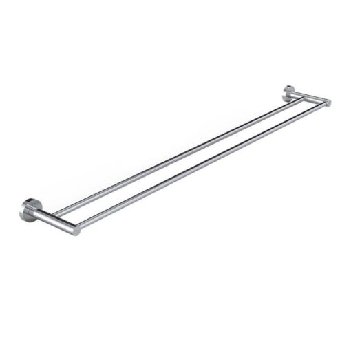 Round Stainless Steel Double Towel Rail - Chrome - 900mm
