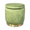 Roxanne Velvet Fabric Round Ottoman Stool, Green