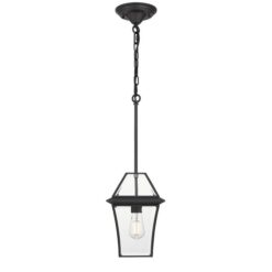 Rye IP44 Metal & Glass Indoor / Outdoor Pendant / Batten Fix Ceiling Light, Small, Black