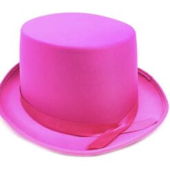 SATIN TOP HAT Costume Party Cap Fancy Dress Trilby Fedora One Size - Hot Pink