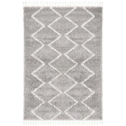 Saffron Amira Fringed Shag Rug, 120x170cm, Silver